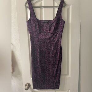 Diane Von Furstenberg Purple and Black Midi Dress